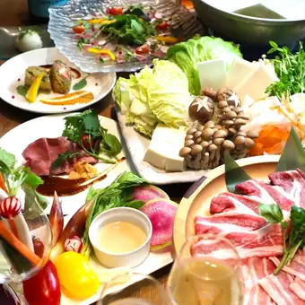 벌 야 de 송년회 ★금화돼지와 양상추의 샤브샤브 코스・・・2시간[음방]부착 7700엔