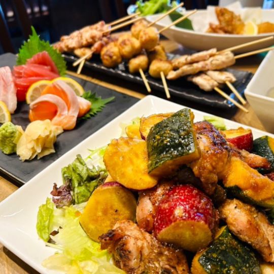 【9 · 10 · 11 월 한정】 볼륨 만점 !! 가을 연회 코스 3,980 엔 (세금 포함) ★ 120 분 무제한