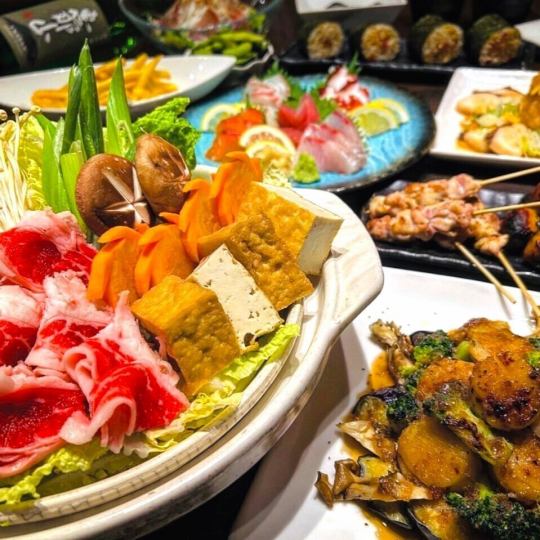 [December, January, and February only] Luxury! Beef loin sukiyaki hotpot course 6,000 yen (tax included) ★ 120 minutes of all-you-can-drink included