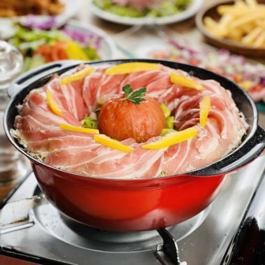 Cost-effective ◎ For a group party or girls' night out! tefutefu standard plan with your choice of meat MARU hotpot 3,500 yen with all-you-can-drink for 3 hours