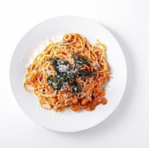 Fried Basil Pasta with Americano Sauce