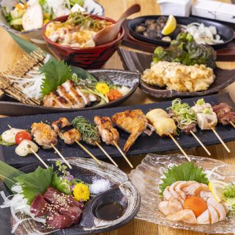 [Hattori-kun Party Course] [All-you-can-drink option available] 6 dishes including fried chicken, seared chicken neck, and 2 kinds of yakitori, 1980 yen