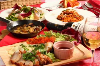 【肉女子会☆ボリューム満点カルネプラン】牛・豚・鶏・の肉三昧☆満足の全9品飲放付税込3500円