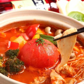 【12月冬限定忘年会/モッツァレラチーズのトマト鍋プラン】イタリアンで温まる全8品飲放付5000円