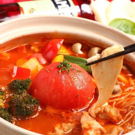 【12月冬限定忘年会/モッツァレラチーズのトマト鍋プラン】イタリアンで温まる全8品飲放付5000円