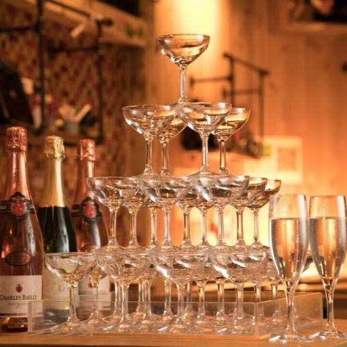 貸切特典!!シャンパンタワーサービス♪日本酒もOK◎