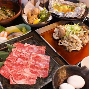 【プレミアムコース】刺盛・黒牛すき焼き・焼きズワイガニなど全8品!120分飲放付コース 7,000円