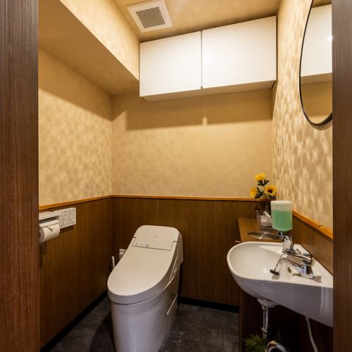 Spacious space with clean toilets