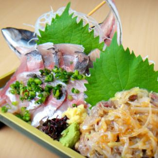 Horse mackerel sashimi x president's namero set