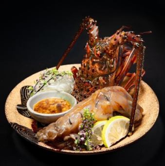 Spiny lobster in broth