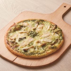 Kagoshima Red Chicken and Mushroom Basil Pizza