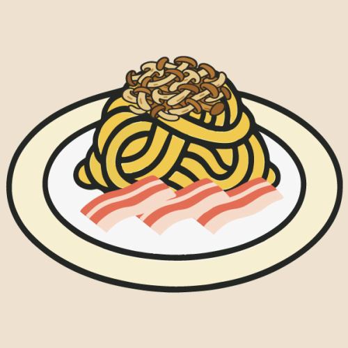 きのことベーコンのクリームソース