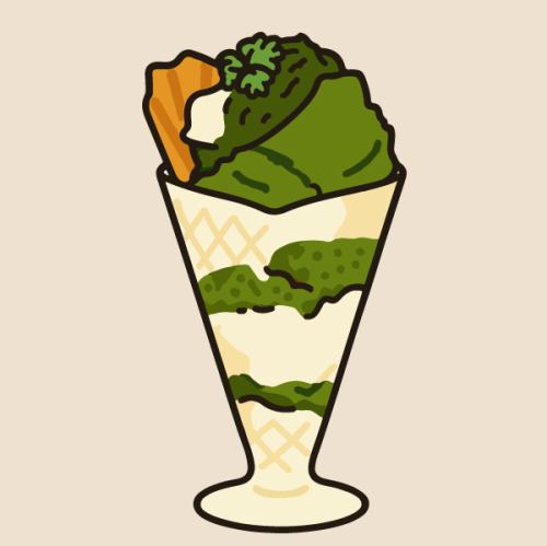 黒ゴマと抹茶ガトーのパフェ