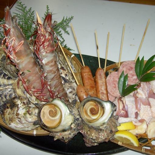 【2～3人份價格】時令牡蠣、特大蝦、海螺、土雞【圍爐炭烤】B套餐