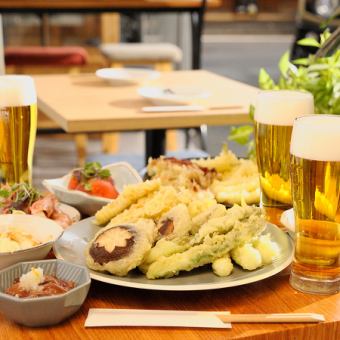 Lunch only ♪ [Lunch only tempura course 3,200 yen (tax included) 6 dishes with 2 hours all-you-can-drink]