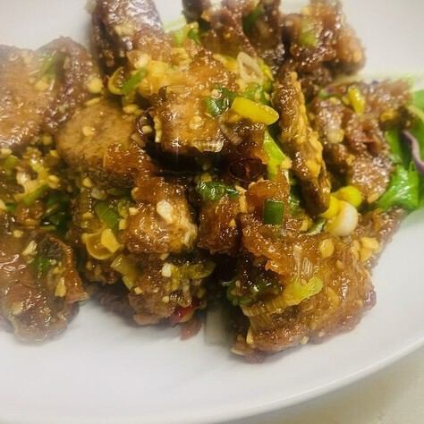 揚げレバーのニンニクいため