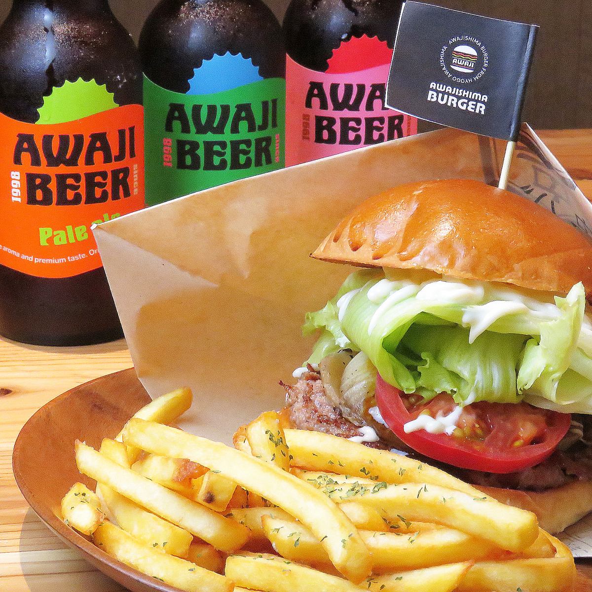 [Hamburger x beer ◎]] Awajishima burger and AWAJI BEER ◎