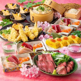 当日OK☆豪華☆東北地酒15種飲み放題付春宴会!日高見牛のステーキ&せいろ飯等全8品5000円(税込)