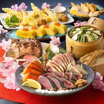 ☆超豪華東北地酒15種飲放題付◎炭火炙り刺◎仙台名物牛タン炭火焼・贅沢ちらし寿司等8品6000円