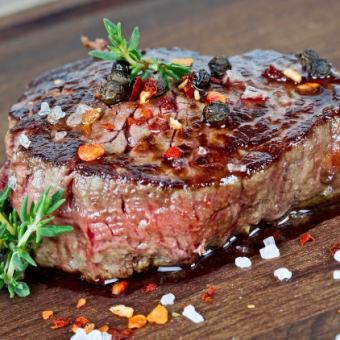 【ブラックアンガス牛ランプファヒータ】贅沢5,500円コース(全11品２H生ビール付き飲み放題)