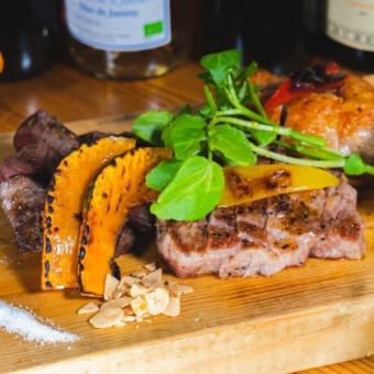 【アンガス牛と那須豚ステーキ】極上6,500円コース(全12品２H生ビール付き飲み放題)