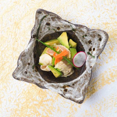 雞柳佐酪梨、芥末和醬油