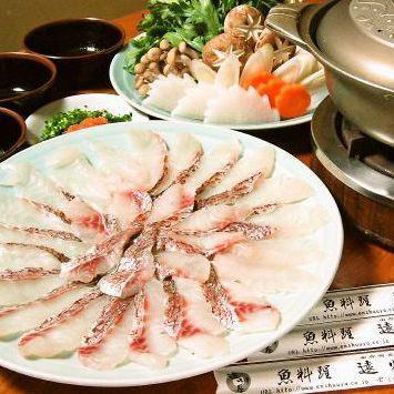 脂の乗った勘八や鯛の海鮮しゃぶしゃぶコース飲み放題付 8品　5,000円！！