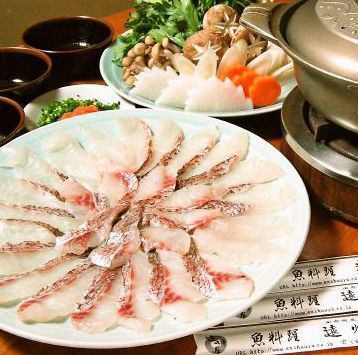 脂の乗った勘八や鯛の海鮮しゃぶしゃぶコース飲み放題付 8品 5,000円!!
