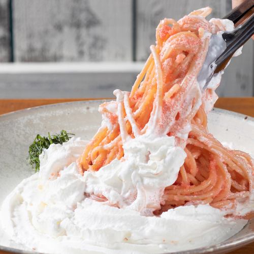 Mentaiko pasta with fluffy cream