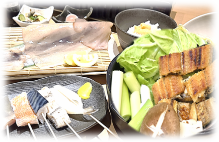 【含120分鐘暢飲】鰻魚乾火鍋套餐◆共6道菜,5,000日圓(含稅)