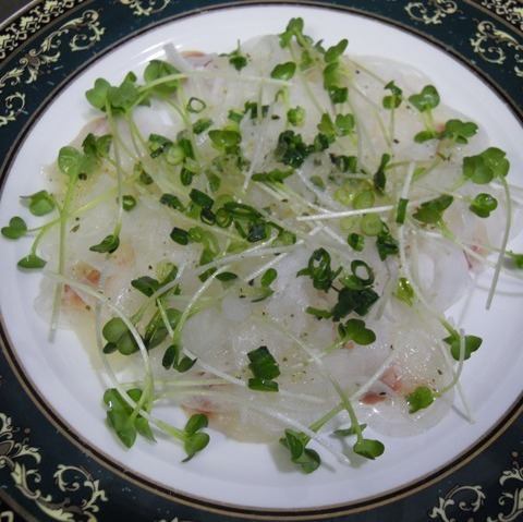 White fish salad with plum dressing