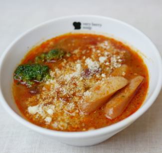 Chunky meat taco-style tomato soup