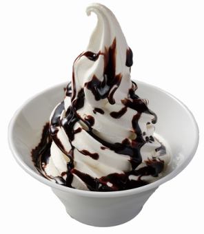 Soft serve ice cream (with chocolate sauce)