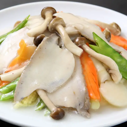 ホタテのXO醤炒め/季節野菜とアワビの炒め