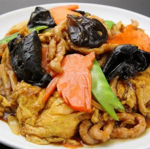 豚肉と玉子、木クラゲ炒め 