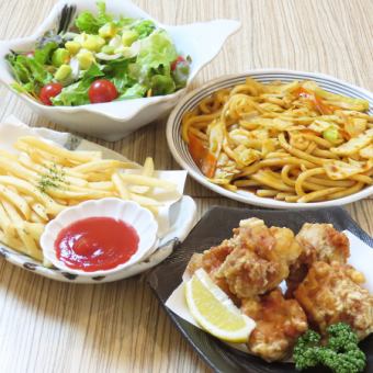 【二次会】地鶏若鶏唐揚げ 焼うどんなど楽しめる『二次会コース』《90分飲放全4品》
