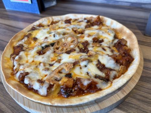 Hashima Pizza Japanese style bolognese with lotus roots