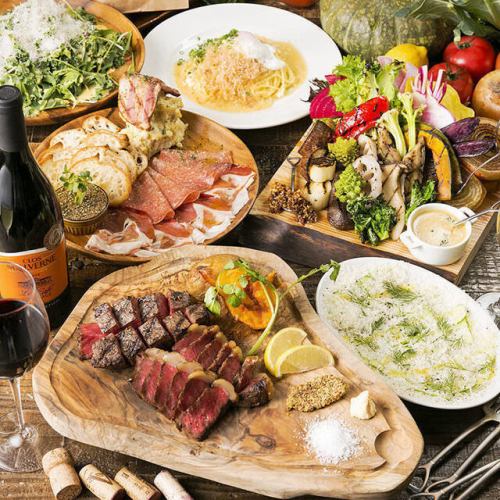 【全品食べ放題◎】3時間飲み放題付『豪華な肉バルステーキ19品コース』5500→4400円19品