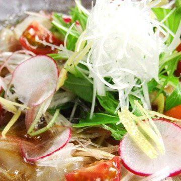 Carefully selected fresh fish MIX carpaccio with Japanese vegetables