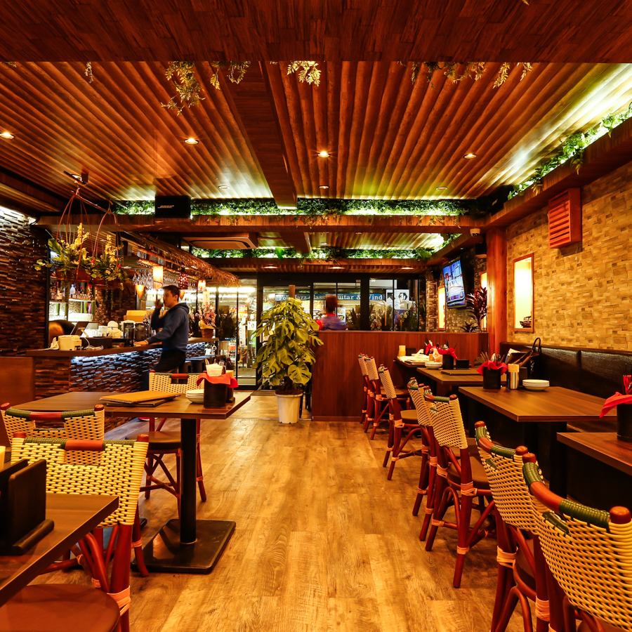 充满异国情调的度假餐厅♪现代亚洲室内设计。