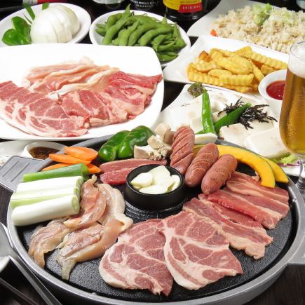 [3 hours all-you-can-drink included] Come and enjoy an empty-handed BBQ in Shin-Okubo! 10 dishes including samgyeopsal, snacks, dessert, etc. for 5,500 yen (tax included)