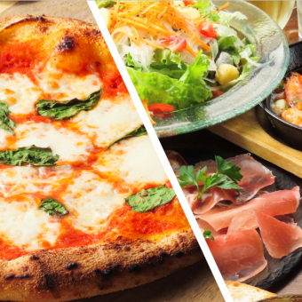 【4~6名様におすすめ!2.5H飲み放付!全7品】自慢のピザが楽しめる全7品