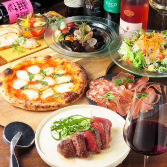 【忘年会・新年会に!3H飲み放付!全8品】貝のワイン蒸しやペンネグラタンが楽しめる全8品