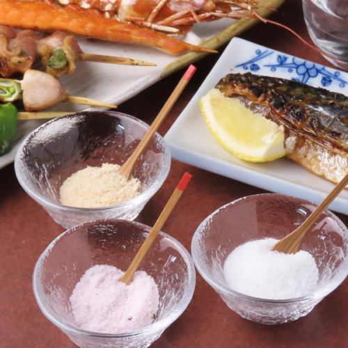 【自分の推し塩を探してみて♪】「厳選した3種類の塩」各種料理も是非塩で味わってください！