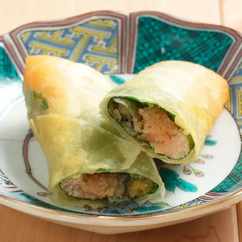 ししゃもと明太子の春巻き