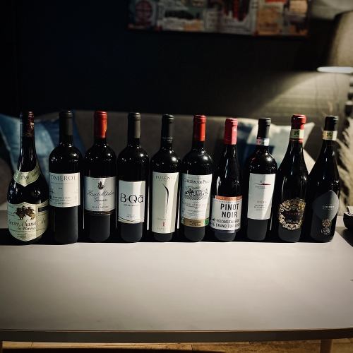 A line-up of wine