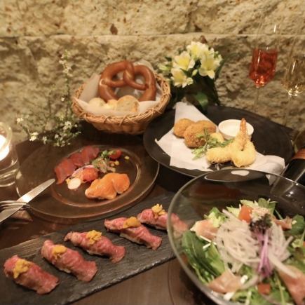 Perfect for welcoming and farewell parties and other banquets! Enjoy our low-temperature cooked domestic beef uni sushi! Includes 2 hours of all-you-can-drink.