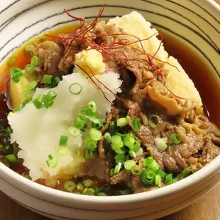 揚げ出し豆富～自家製牛しぐれのせ
