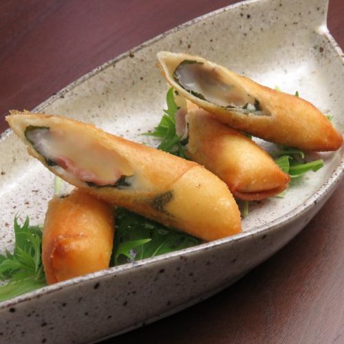 生ハムとモッツァレラチーズの春巻き