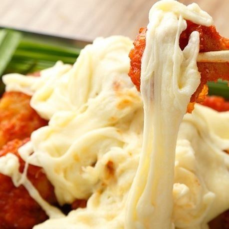 Deep fried chicken with lots of cheese